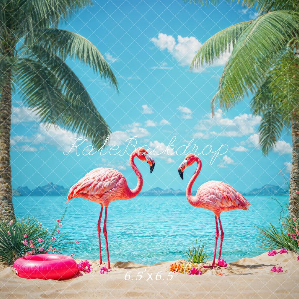 Kate Sommerstrand Flamingo Hintergrund Entworfen von Chain Photography - Kate Backdrop.de