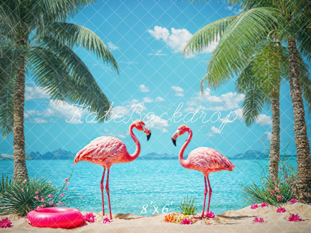 Kate Sommerstrand Flamingo Hintergrund Entworfen von Chain Photography - Kate Backdrop.de