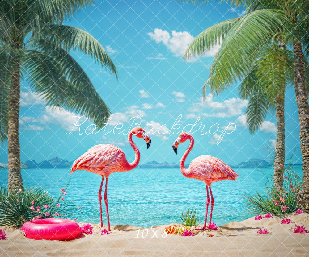 Kate Sommerstrand Flamingo Hintergrund Entworfen von Chain Photography - Kate Backdrop.de