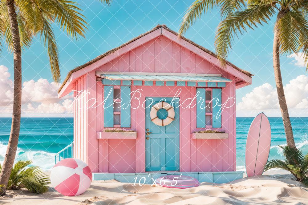 Kate Surfen am Strand im Sommer Hintergrund Entworfen von Chain Photography - Kate Backdrop.de