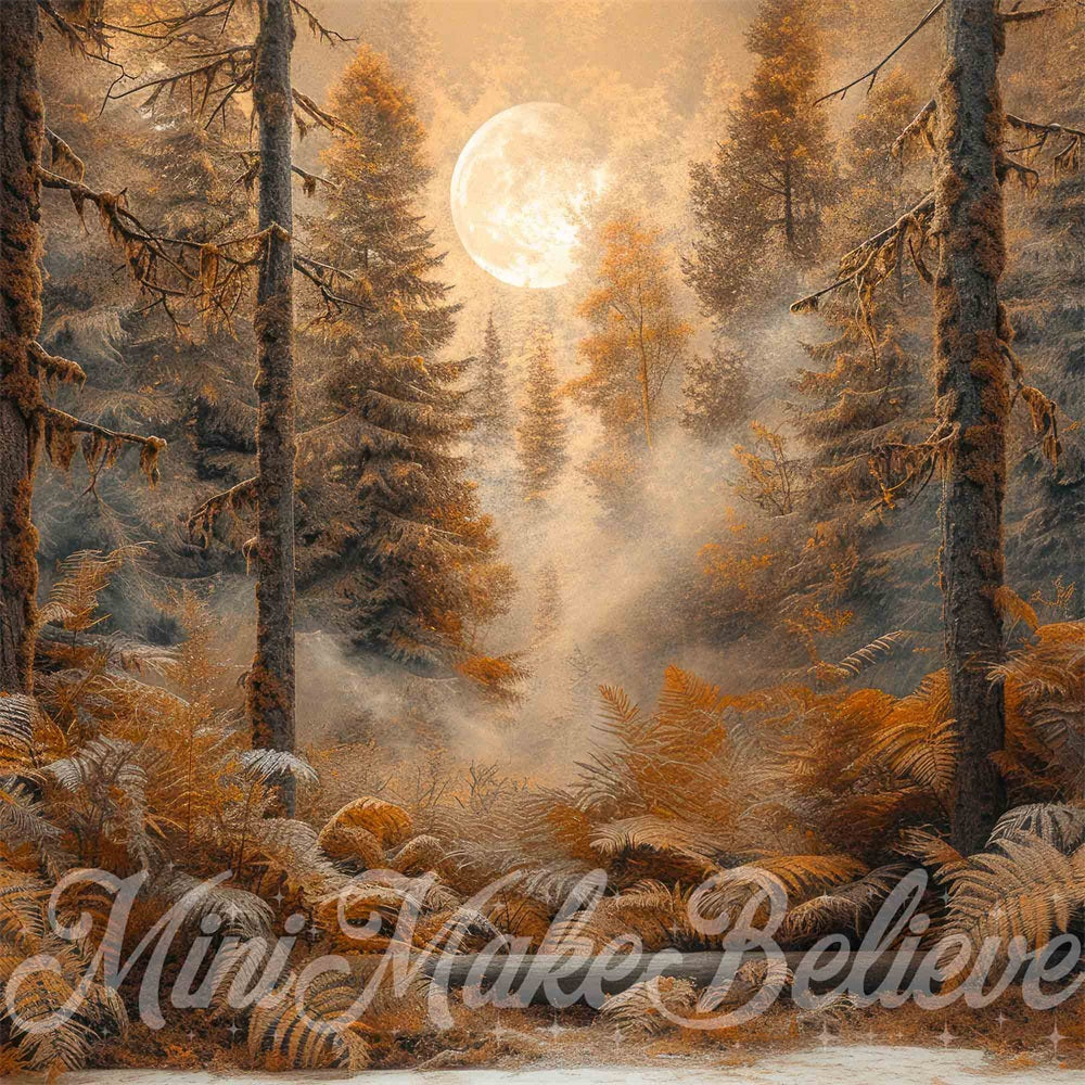 Kate Herbstsonnenuntergang Brauner Kiefernwald Hintergrund Entworfen von Mini MakeBelieve - Kate Backdrop.de