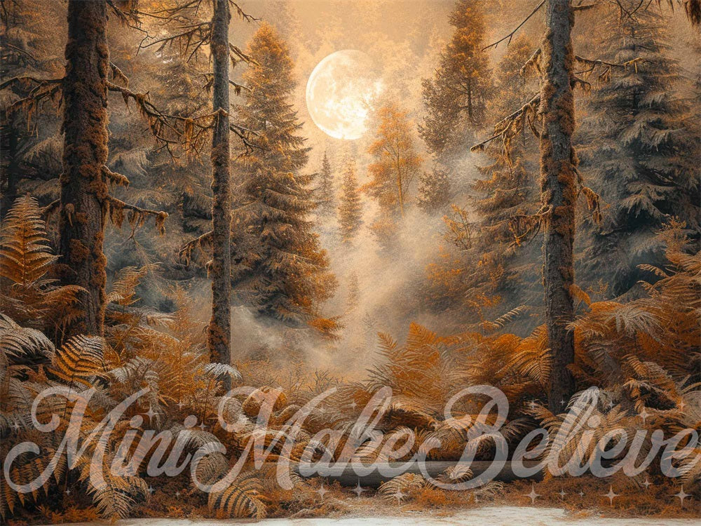 Kate Herbstsonnenuntergang Brauner Kiefernwald Hintergrund Entworfen von Mini MakeBelieve