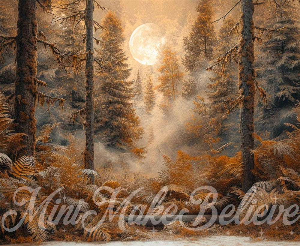 Kate Herbstsonnenuntergang Brauner Kiefernwald Hintergrund Entworfen von Mini MakeBelieve - Kate Backdrop.de