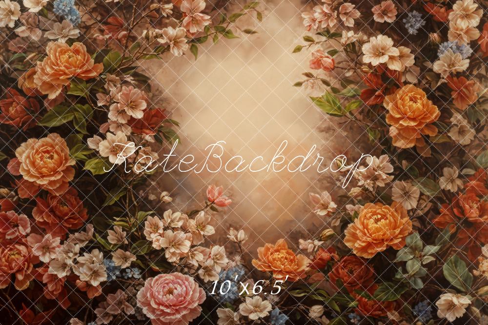 Kate Fine Art Retro Bunte Blume Braun Hintergrund - Kate Backdrop.de