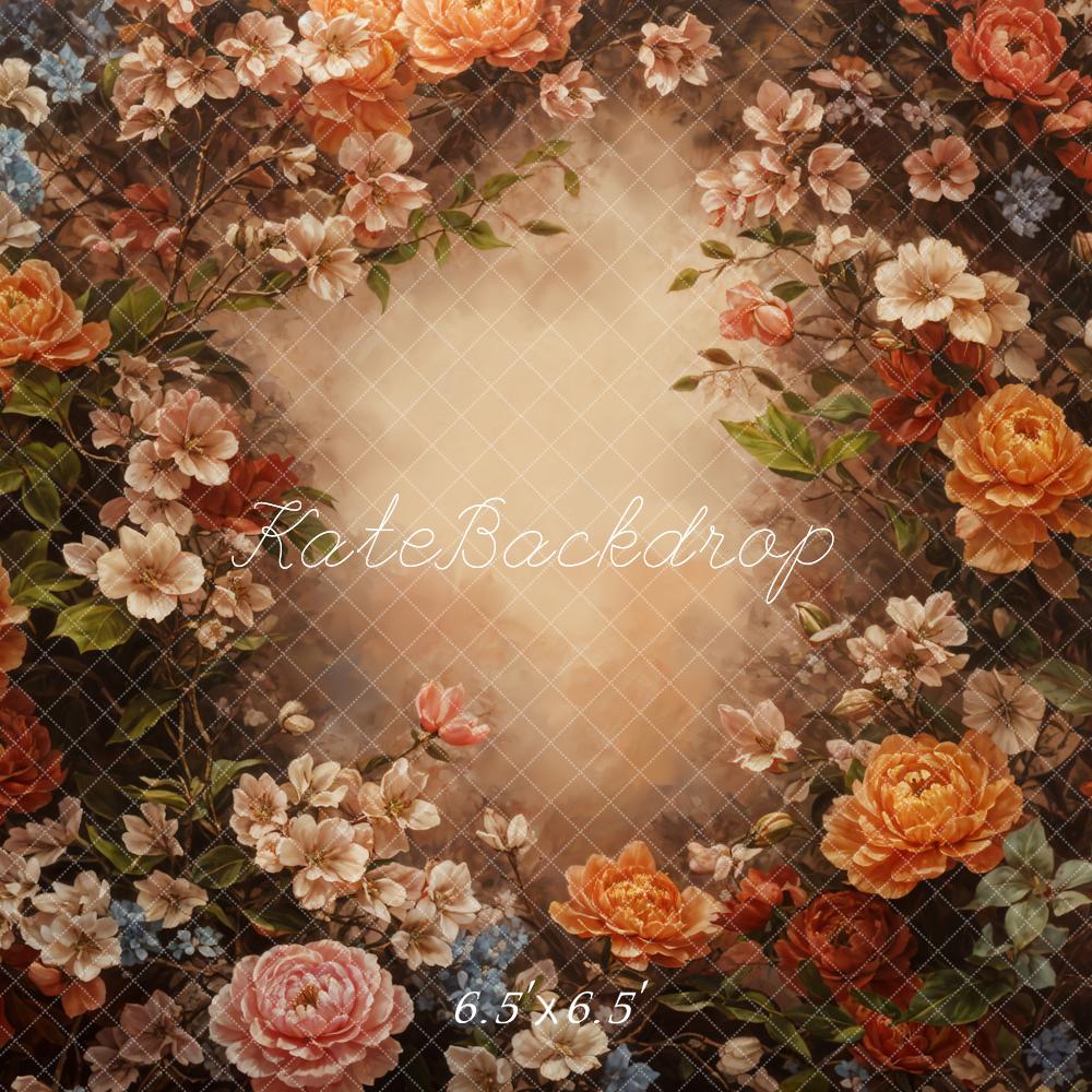 Kate Fine Art Retro Bunte Blume Braun Hintergrund - Kate Backdrop.de