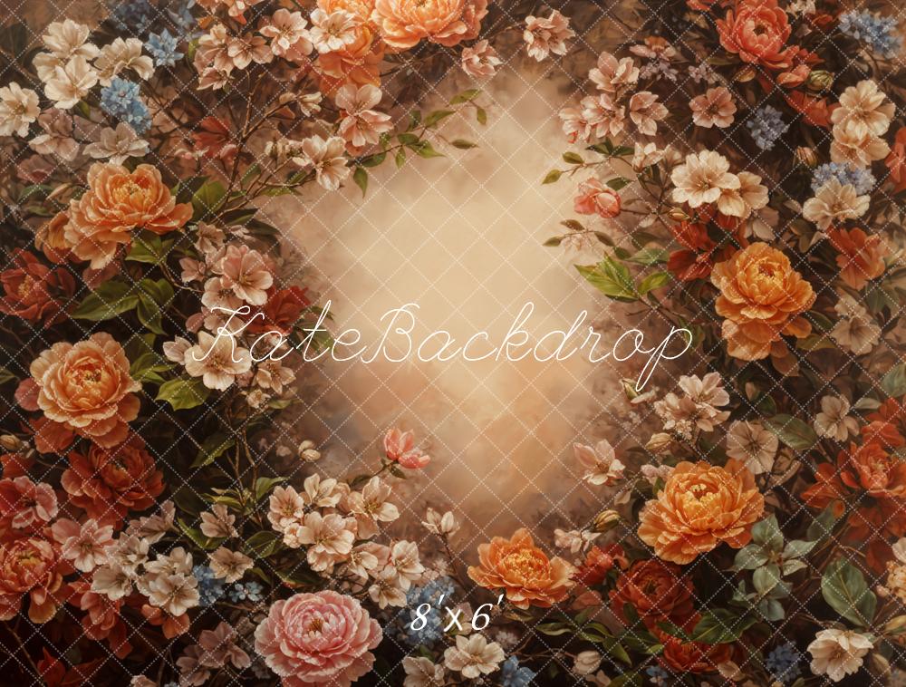 Kate Fine Art Retro Bunte Blume Braun Hintergrund - Kate Backdrop.de