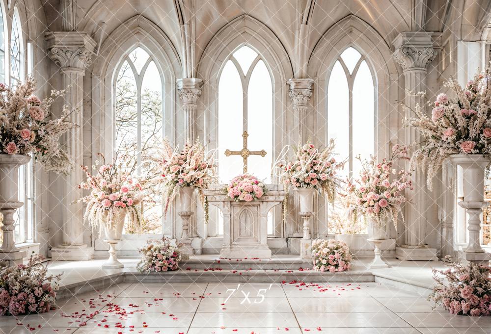 Kate Ostern Kreuz Weiße Rosa Blumen Vintage Kirche Hintergrund Entworfen von Emetselch - Kate Backdrop.de