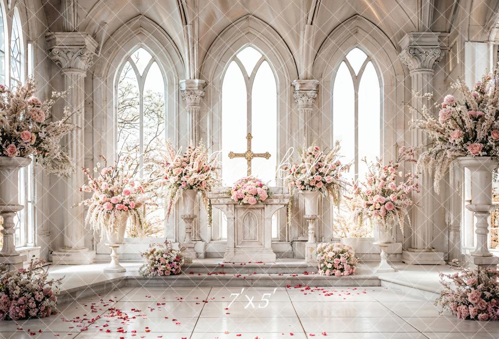 Kate Ostern Kreuz Weiße Rosa Blumen Vintage Kirche Hintergrund Entworfen von Emetselch