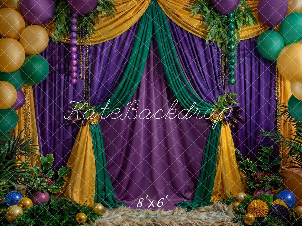 Kate Karneval Gelb Lila Grün Pflanzenvorhang Hintergrund Entworfen von Emetselch - Kate Backdrop.de