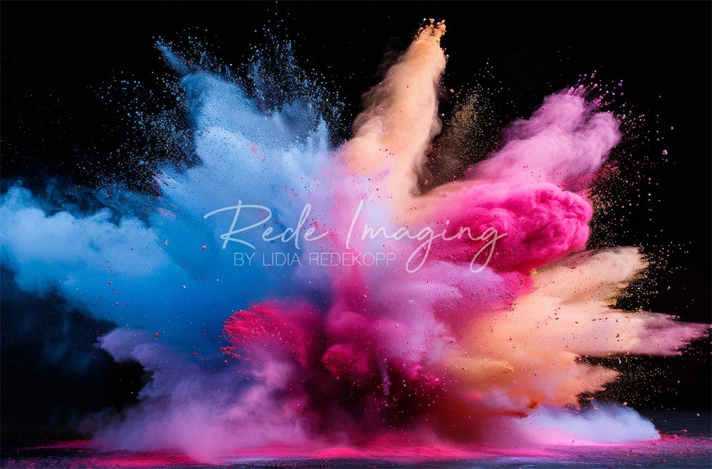 Kate Coole Bunte Explosion Von Puderschwarzer Wand Hintergrund Entworfen von Lidia Redekopp - Kate Backdrop.de