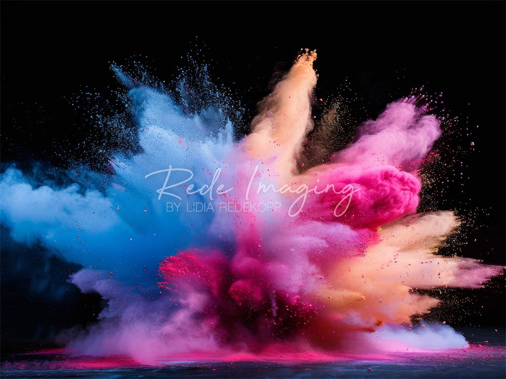 Kate Coole Bunte Explosion Von Puderschwarzer Wand Hintergrund Entworfen von Lidia Redekopp - Kate Backdrop.de