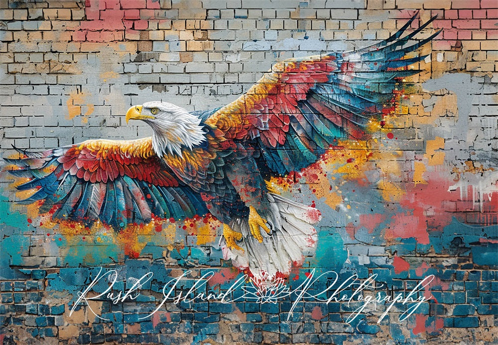 Kate Bunte Adler Graffiti Vintage Zerbrochene Ziegelwand Hintergrund Entworfen von Laura Bybee - Kate Backdrop.de