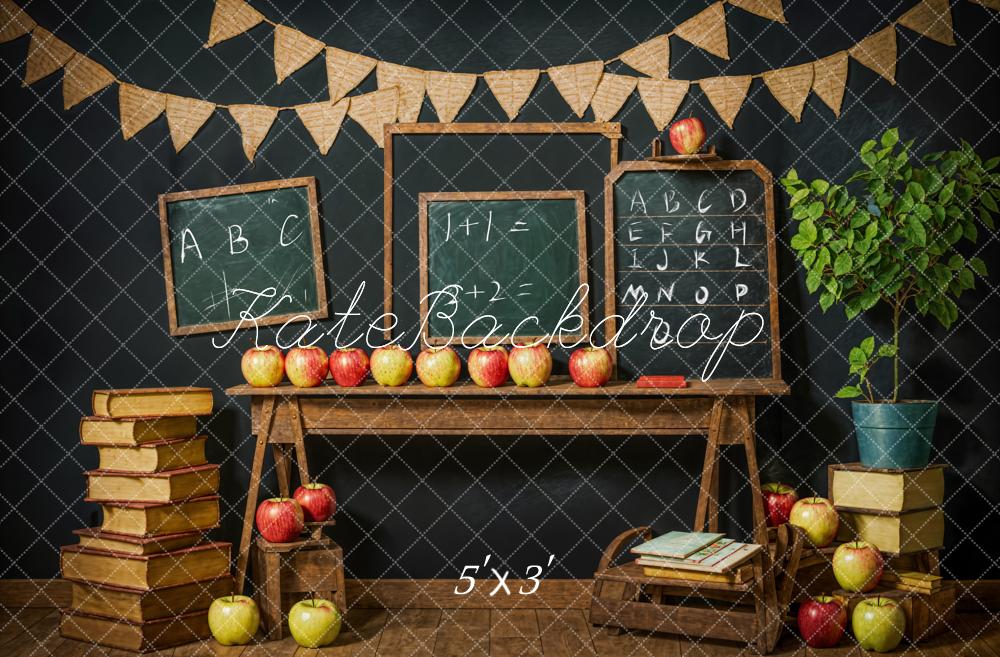 Kate Zurück zur Schule Kreidetafel Schwarze Wand Hintergrund Entworfen von Emetselch - Kate Backdrop.de