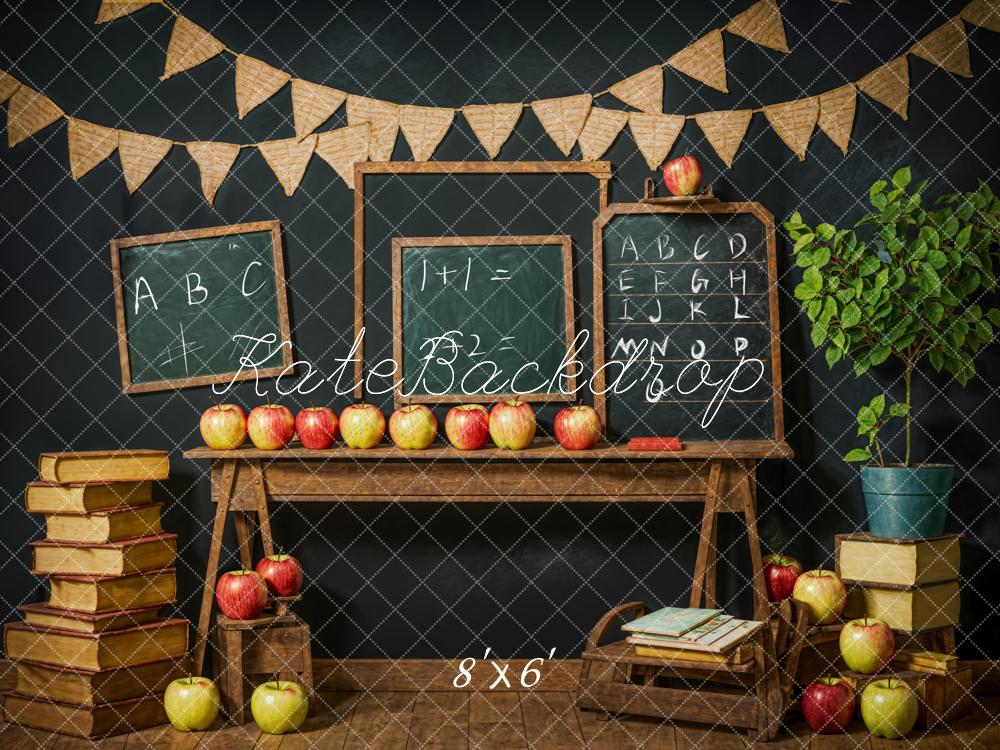 Kate Zurück zur Schule Kreidetafel Schwarze Wand Hintergrund Entworfen von Emetselch - Kate Backdrop.de