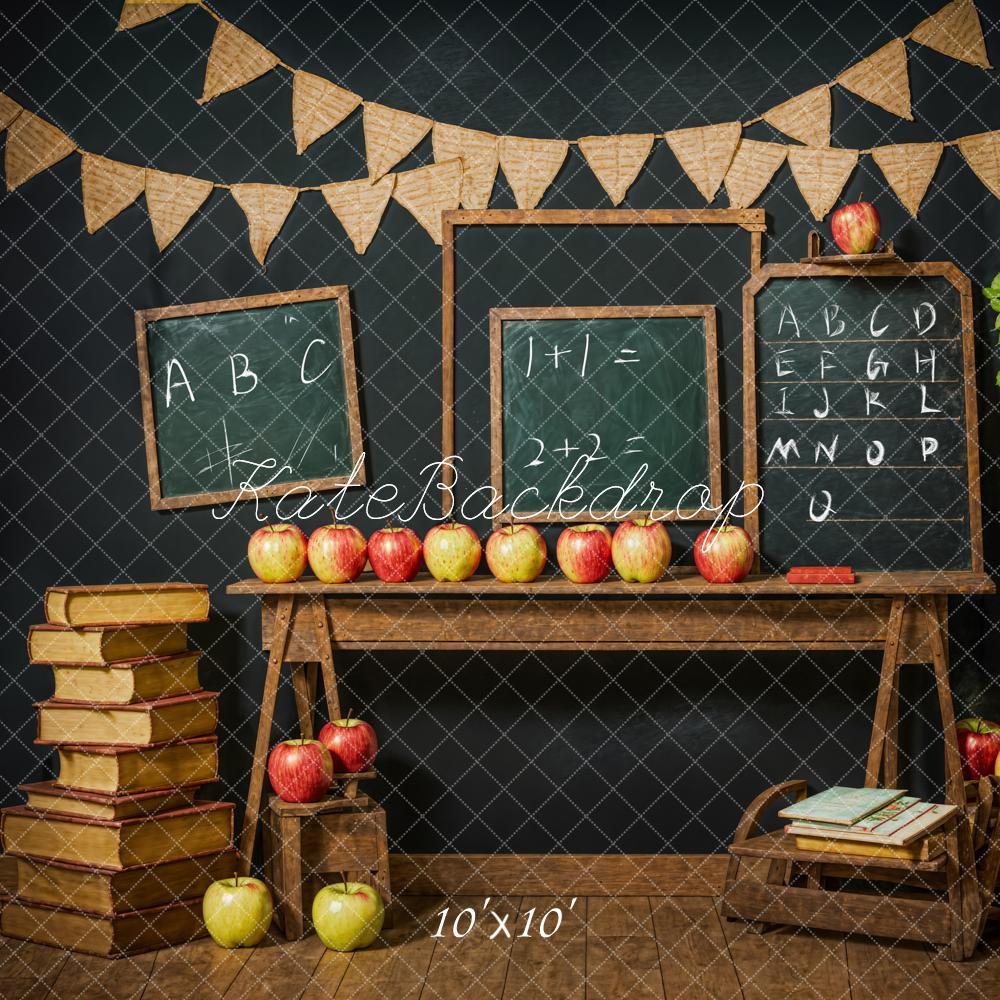 Kate Zurück zur Schule Kreidetafel Schwarze Wand Hintergrund Entworfen von Emetselch - Kate Backdrop.de