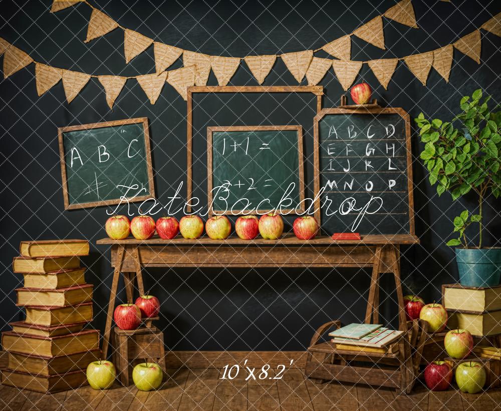 Kate Zurück zur Schule Kreidetafel Schwarze Wand Hintergrund Entworfen von Emetselch - Kate Backdrop.de