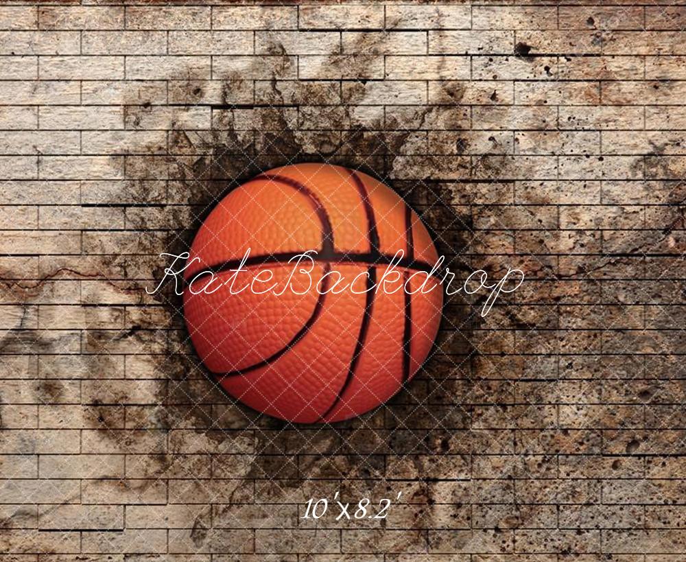 Kate Basketball Sport Schmutzig Brick Wall Hintergrund Entworfen von Chain Photography - Kate Backdrop.de