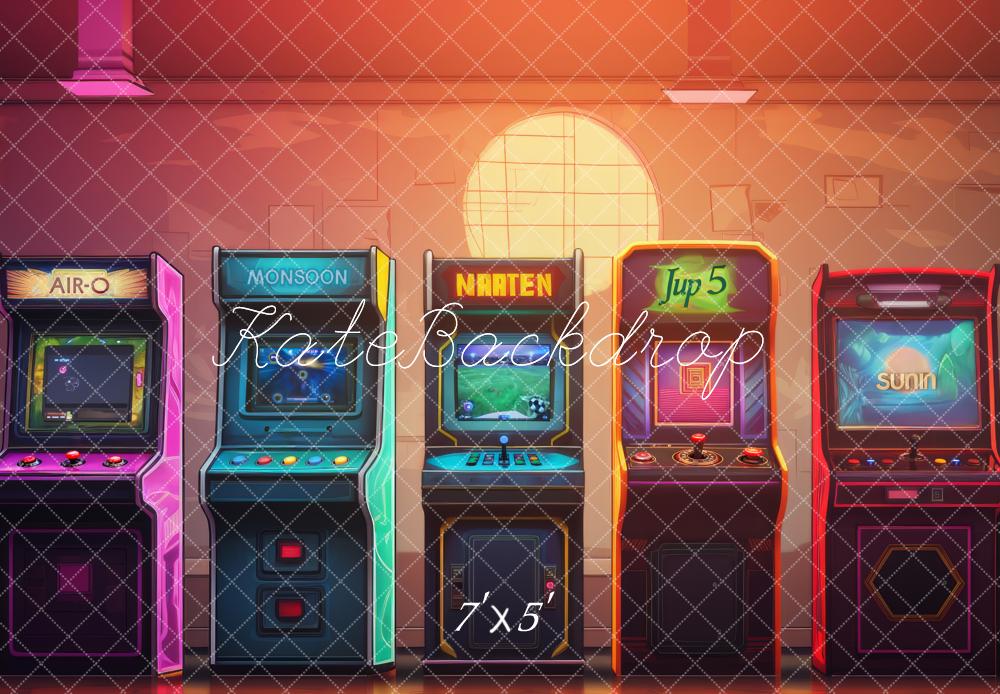 Kate Retro Cartoon Buntes Spiel Arcade Hintergrund entworfen von Lidia Redekopp