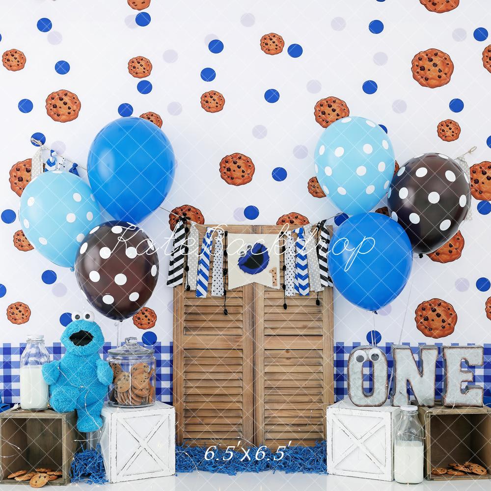 Kate Geburtstag Kuchen Smash Blau Schwarz Punkt Ballon Hintergrund