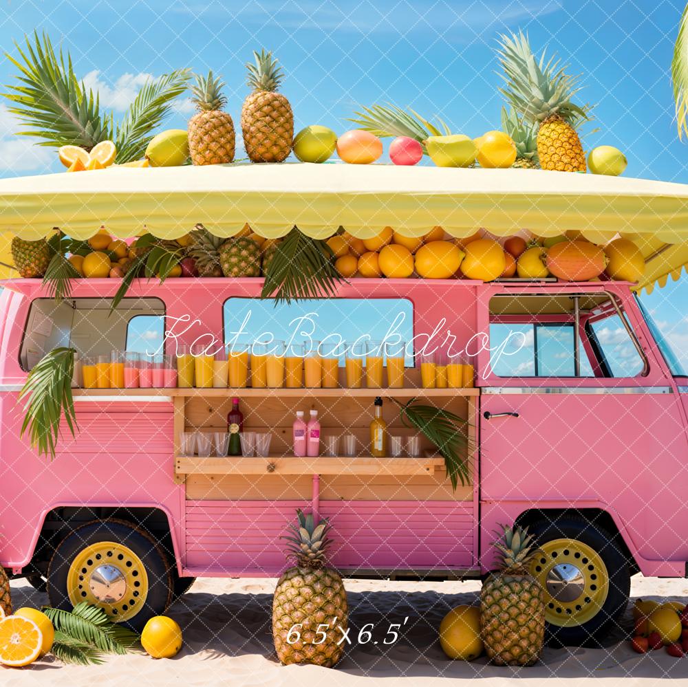 Kate Sommer Fantasy Puppe Meer Strand Rosa Auto Obstladen Hintergrund Entworfen von Emetselch - Kate Backdrop.de