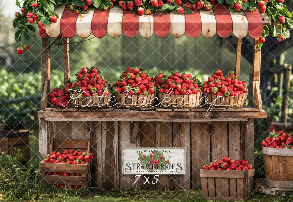 Kate Sommer Outdoor Wald Roter Erdbeerstand Hintergrund Entworfen von Emetselch