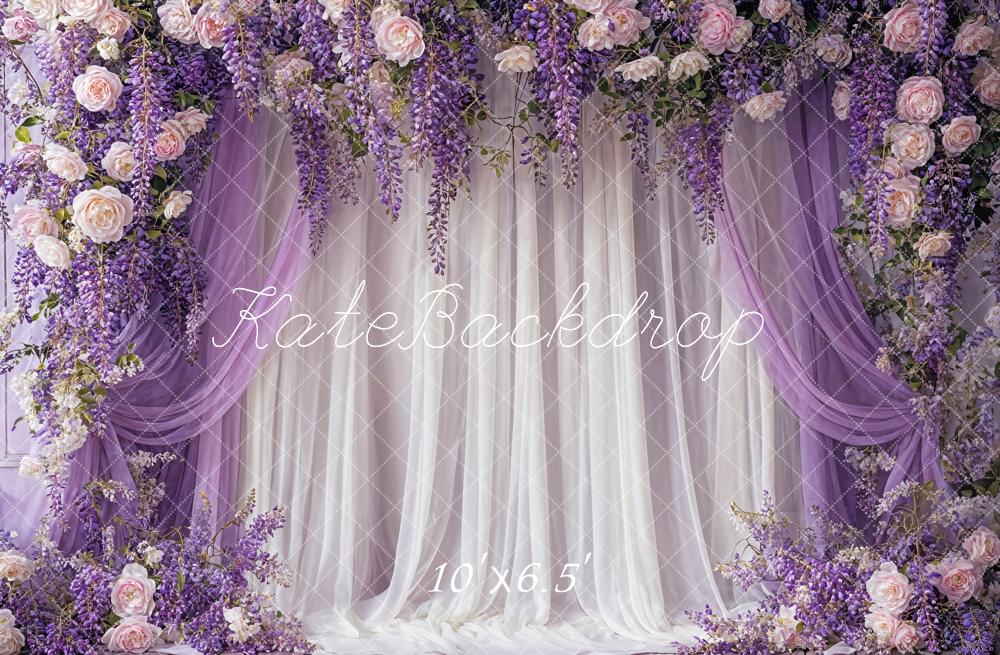 Kate Feine Kunst Glyzinie Pink Blume Lila und Weiß Vorhang Hintergrund Entworfen von Emetselch - Kate Backdrop.de