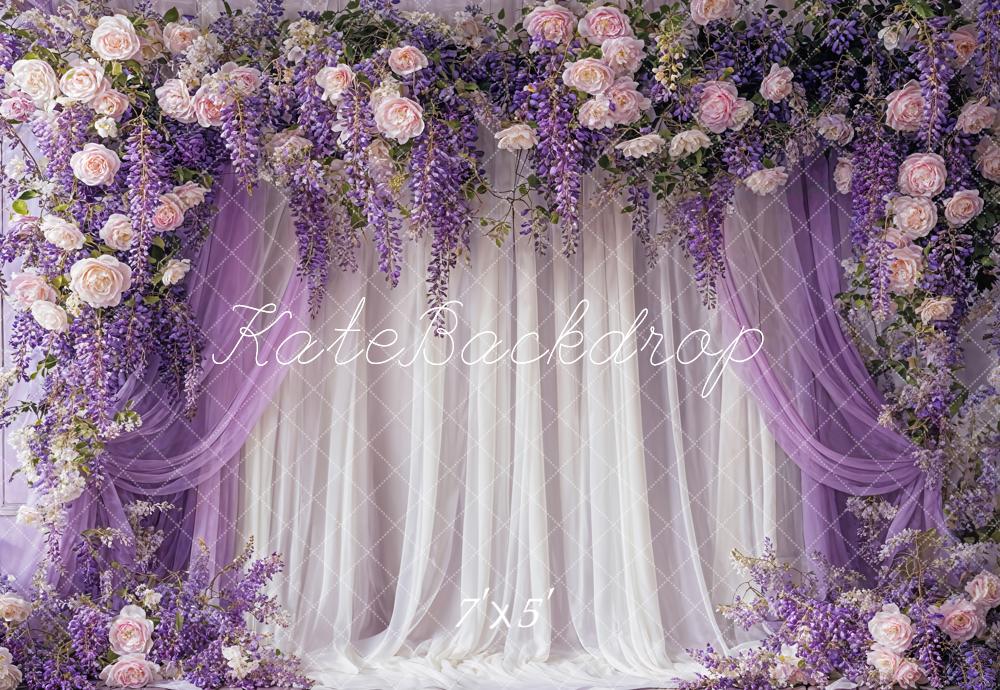 Kate Feine Kunst Glyzinie Pink Blume Lila und Weiß Vorhang Hintergrund Entworfen von Emetselch - Kate Backdrop.de