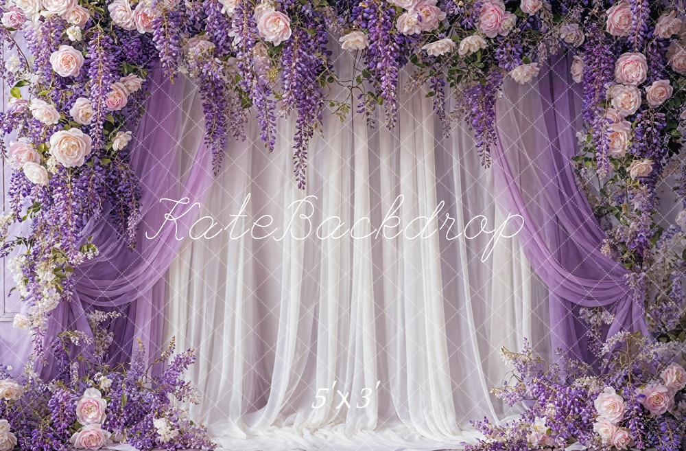 Kate Feine Kunst Glyzinie Pink Blume Lila und Weiß Vorhang Hintergrund Entworfen von Emetselch - Kate Backdrop.de