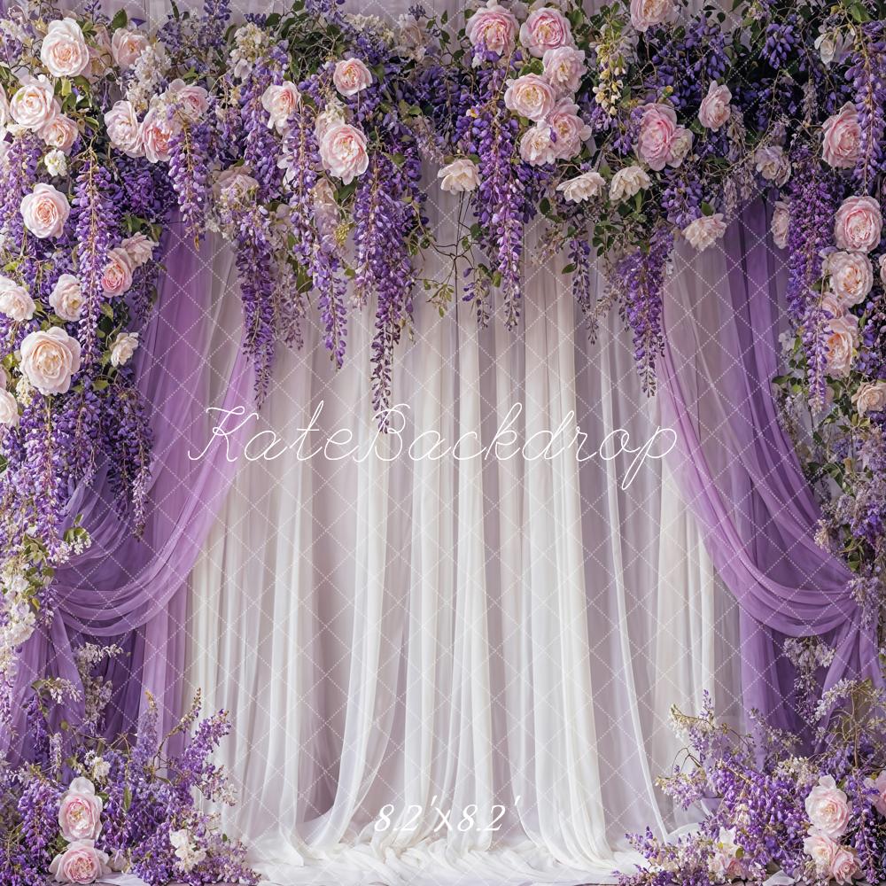 Kate Feine Kunst Glyzinie Pink Blume Lila und Weiß Vorhang Hintergrund Entworfen von Emetselch - Kate Backdrop.de
