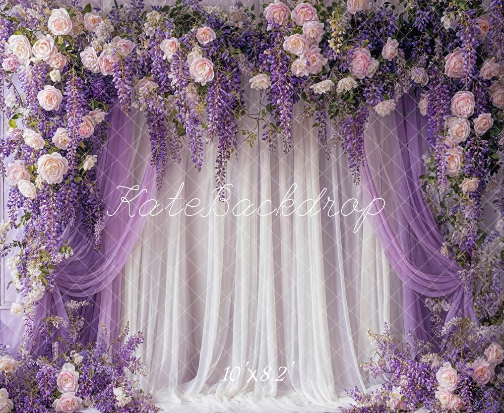 Kate Feine Kunst Glyzinie Pink Blume Lila und Weiß Vorhang Hintergrund Entworfen von Emetselch - Kate Backdrop.de