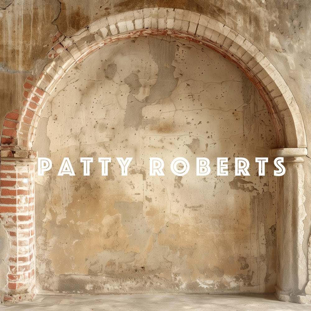 Kate Retro Gebrochene Dunkel Beige Ziegel Bogenwand Hintergrund Entworfen von Patty Robert - Kate Backdrop.de