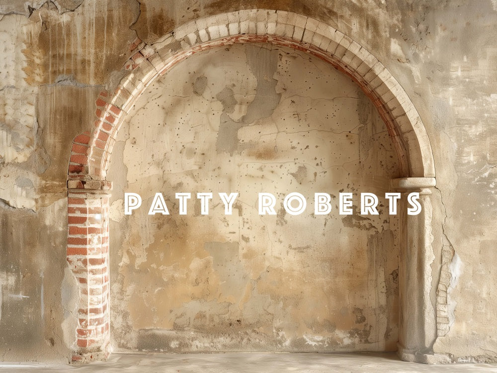 Kate Retro Gebrochene Dunkel Beige Ziegel Bogenwand Hintergrund Entworfen von Patty Robert - Kate Backdrop.de