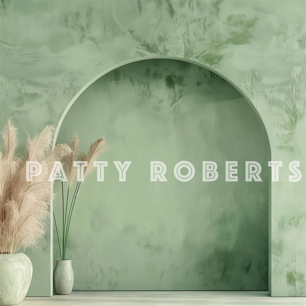 Kate Retro Boho Grüne Bogenwand Hintergrund Entworfen von Patty Robert - Kate Backdrop.de
