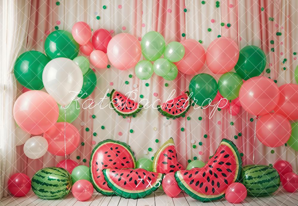 Kate Sommer Rote Wassermelone Bunter Ballonbogen Vorhang Hintergrund Entworfen von Emetselch - Kate Backdrop.de