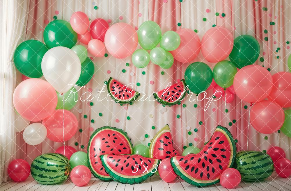 Kate Sommer Rote Wassermelone Bunter Ballonbogen Vorhang Hintergrund Entworfen von Emetselch - Kate Backdrop.de