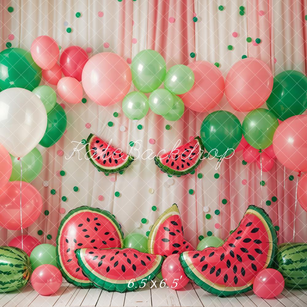 Kate Sommer Rote Wassermelone Bunter Ballonbogen Vorhang Hintergrund Entworfen von Emetselch - Kate Backdrop.de