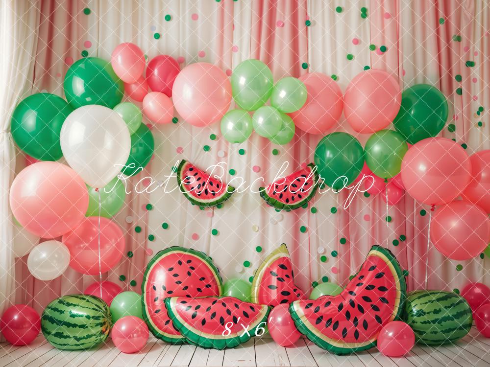 Kate Sommer Rote Wassermelone Bunter Ballonbogen Vorhang Hintergrund Entworfen von Emetselch - Kate Backdrop.de