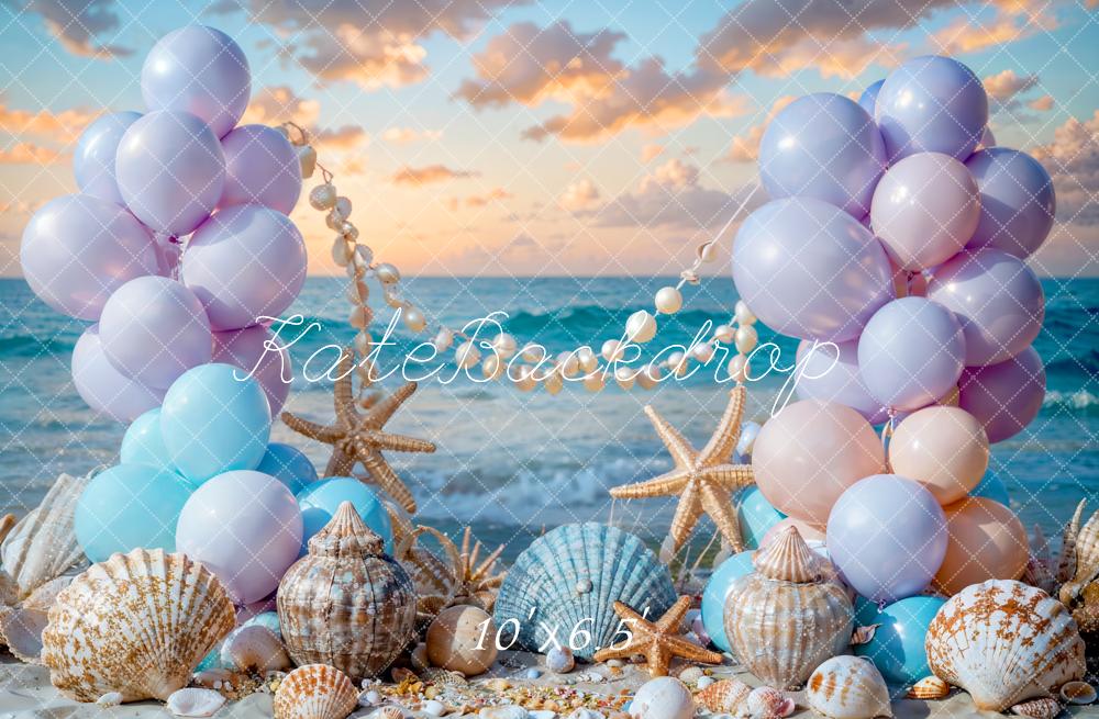 Kate Sommer Meer Strand Bunter Ballon Meerjungfrau Hintergrund Entworfen von Chain Photography - Kate Backdrop.de