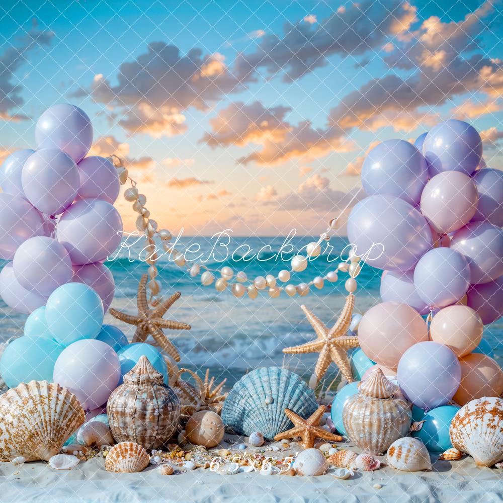 Kate Sommer Meer Strand Bunter Ballon Meerjungfrau Hintergrund Entworfen von Chain Photography - Kate Backdrop.de