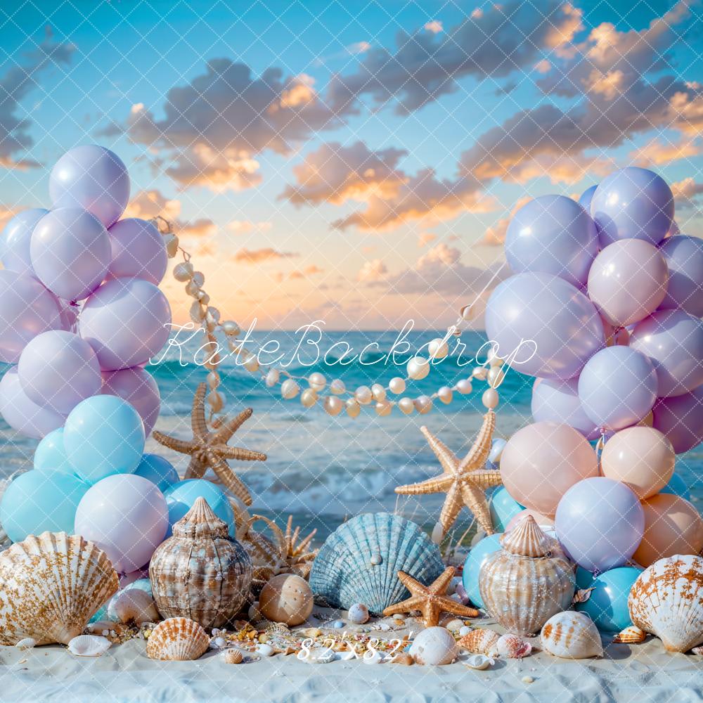 Kate Sommer Meer Strand Bunter Ballon Meerjungfrau Hintergrund Entworfen von Chain Photography - Kate Backdrop.de