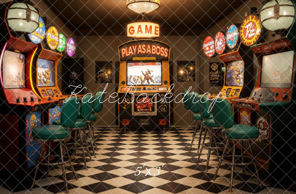 Kate Retro Bunter Spiellobby Hintergrund Entworfen von Emetselch - Kate Backdrop.de