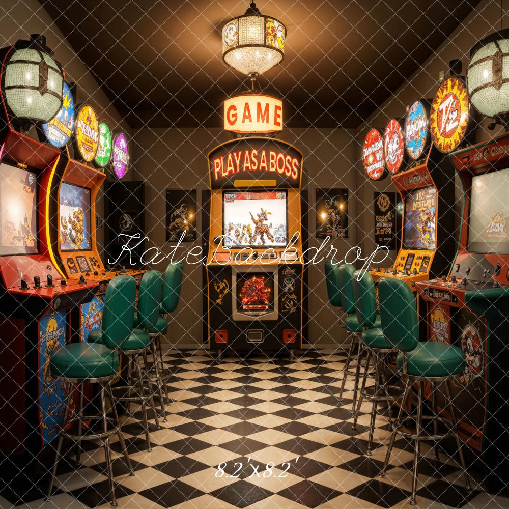 Kate Retro Bunter Spiellobby Hintergrund Entworfen von Emetselch - Kate Backdrop.de