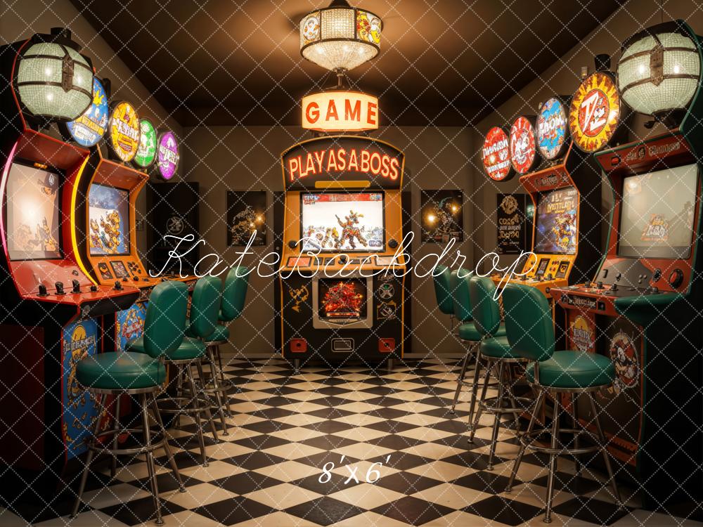 Kate Retro Bunter Spiellobby Hintergrund Entworfen von Emetselch - Kate Backdrop.de