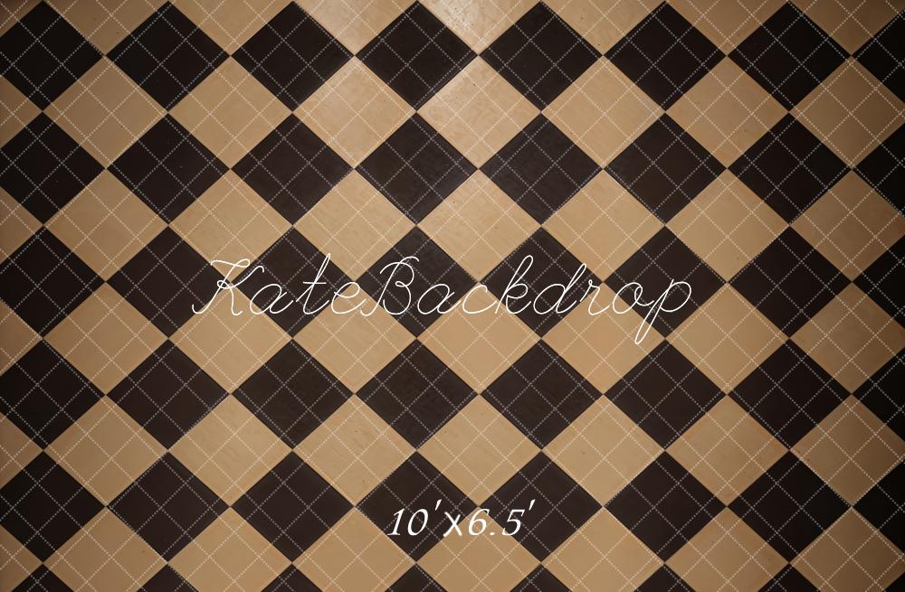 Kate Vintage Schwarz und Brauner Karomuster Boden Hintergrund Entworfen von Kate Image - Kate Backdrop.de