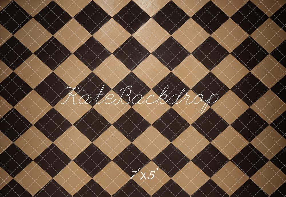 Kate Vintage Schwarz und Brauner Karomuster Boden Hintergrund Entworfen von Kate Image - Kate Backdrop.de