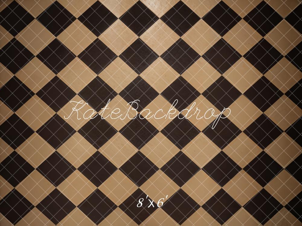 Kate Vintage Schwarz und Brauner Karomuster Boden Hintergrund Entworfen von Kate Image - Kate Backdrop.de