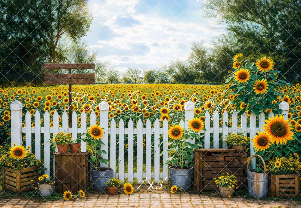 Kate Sommer Outdoor Wald Gelber Sonnenblumengarten Hintergrund Entworfen von Emetselch - Kate Backdrop.de