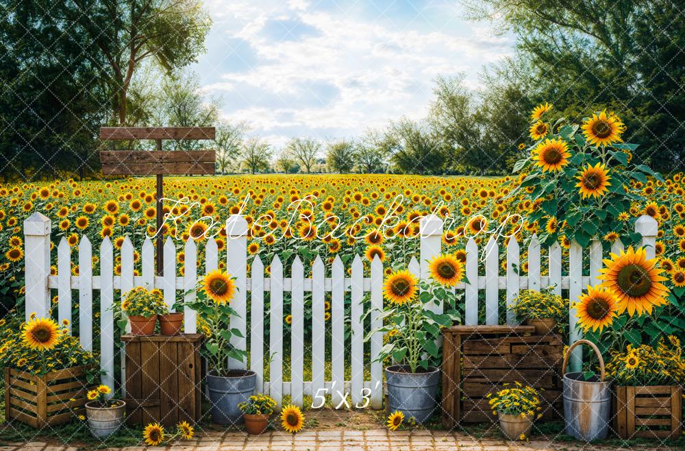 Kate Sommer Outdoor Wald Gelber Sonnenblumengarten Hintergrund Entworfen von Emetselch - Kate Backdrop.de