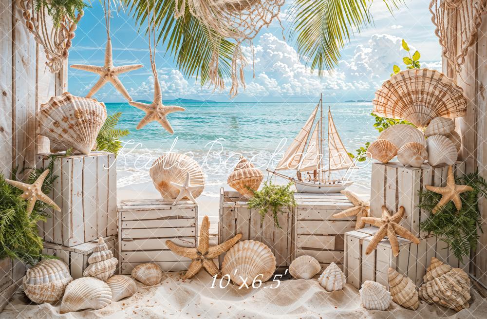 Kate Sommer Meer Strand Segelboot Hintergrund Entworfen von Emetselch - Kate Backdrop.de