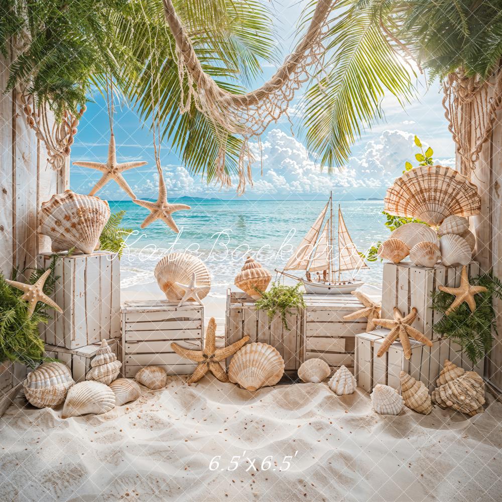 Kate Sommer Meer Strand Segelboot Hintergrund Entworfen von Emetselch - Kate Backdrop.de